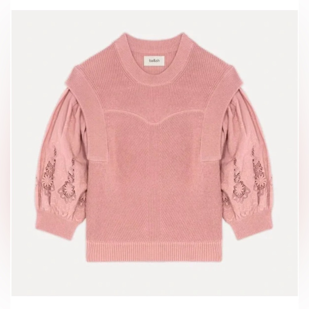 Ba&sh Samoa sweater size 1 pink with lace sleeves